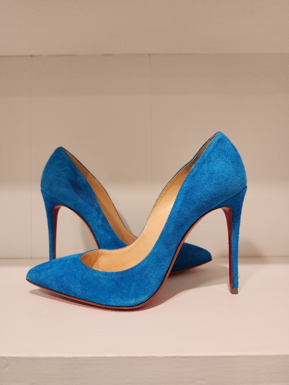Christian Louboutin Pigalle Follies 100 Suede Pumps in Egyptian Blue